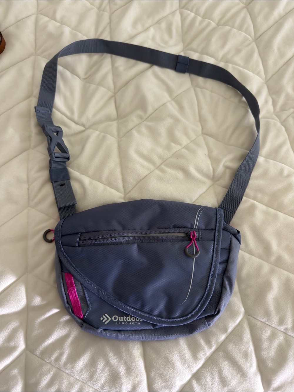 Outdoor Products Gray/Pink Polyester Waist Pack 1L 2 Pockets Adjustable Zip